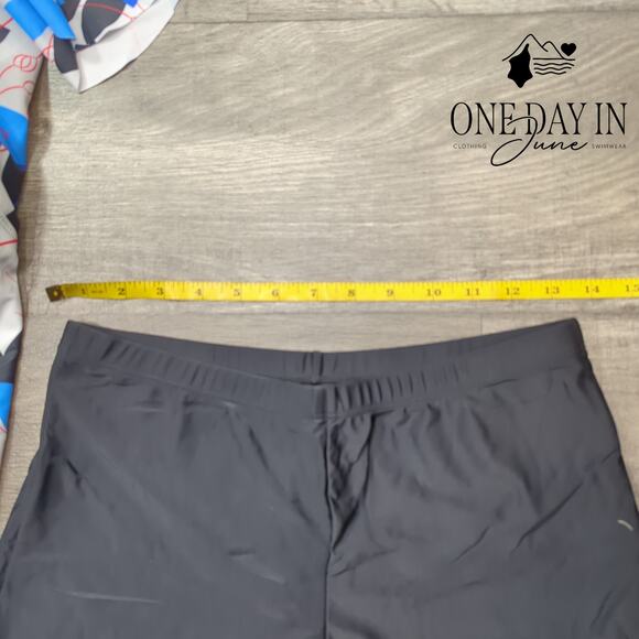 Adisputent Boyshort Drawstring Ruffle Sleeve Tankini Swimsuit Size L - Picture 3 of 4